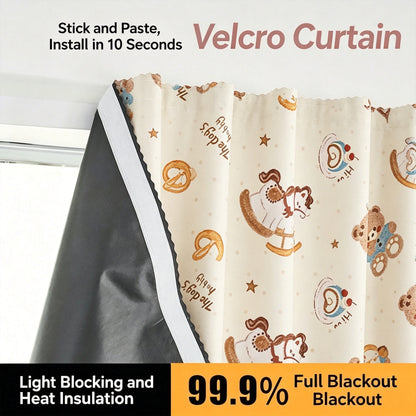 Self-Adhesive Hook-and-Loop Blackout Curtain