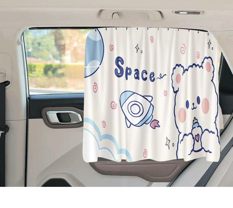 Car window sunshade – track mount design