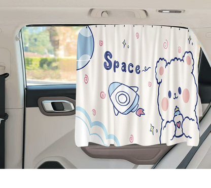 Car window sunshade – track mount design