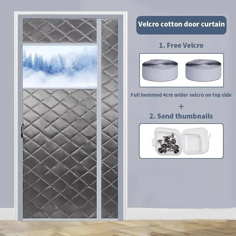Customizable Magnetic Thermal Insulated Door Curtain with Window