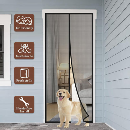 Customized Magnetic Screen Door Double Door Opening
