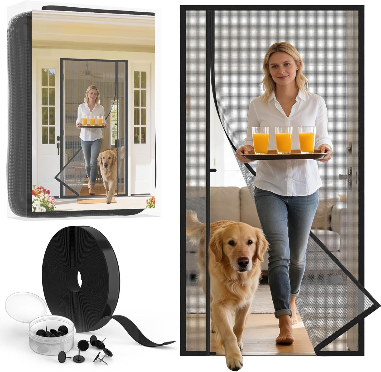 Customized Magnetic Screen Door Reversible Side Opening