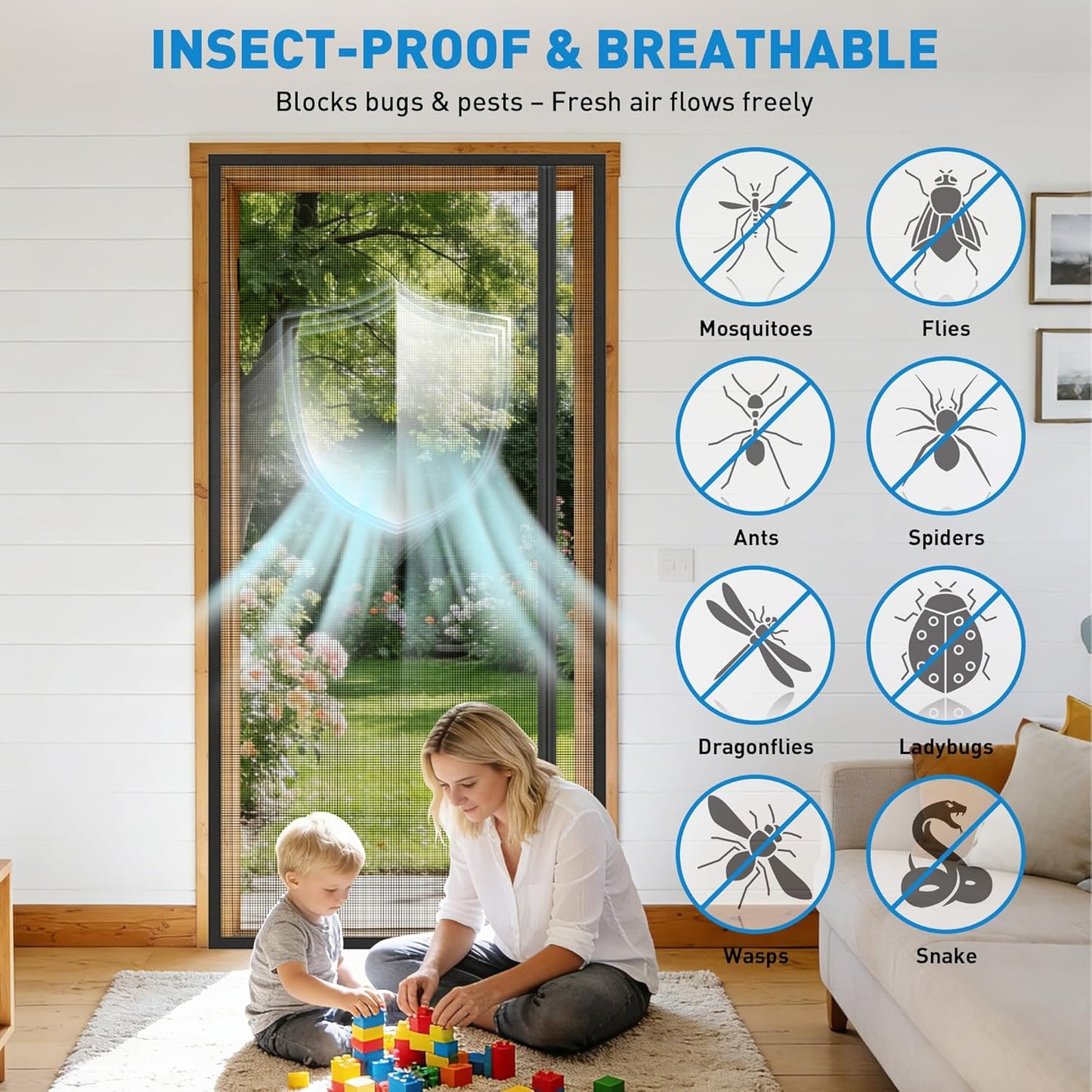 Customized Magnetic Screen Door Reversible Side Opening