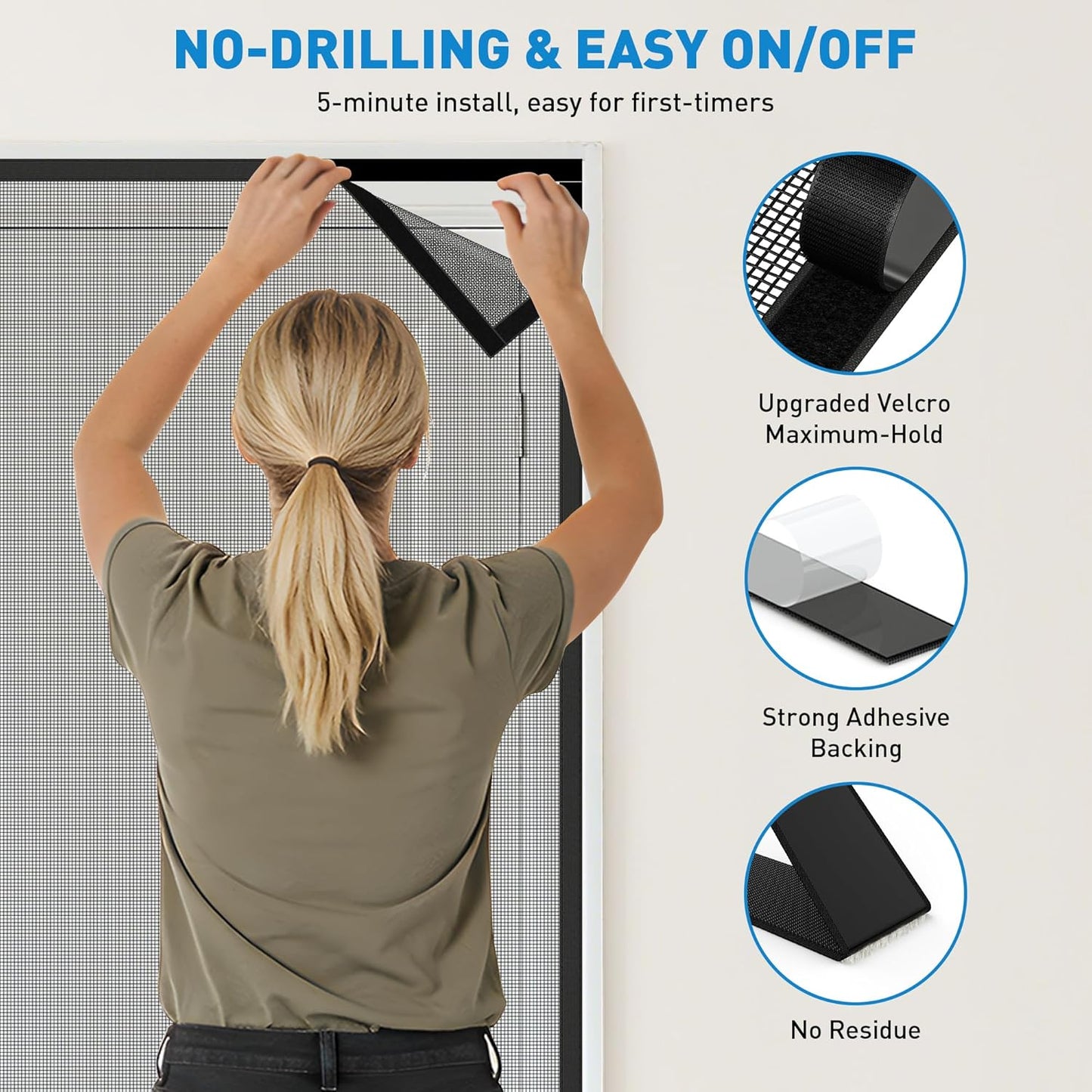 Customized Magnetic Screen Door Reversible Side Opening
