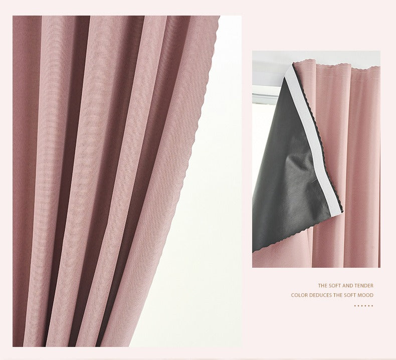 No Drill Full Blackout Curtain with Self‑Adhesive Hook and Loop Tape
