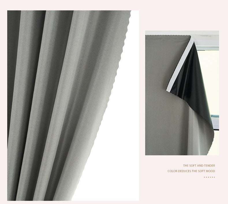 No Drill Full Blackout Curtain with Self‑Adhesive Hook and Loop Tape