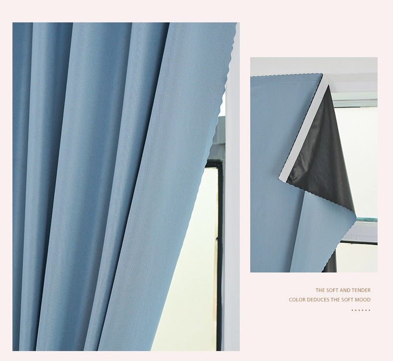 No Drill Full Blackout Curtain with Self‑Adhesive Hook and Loop Tape
