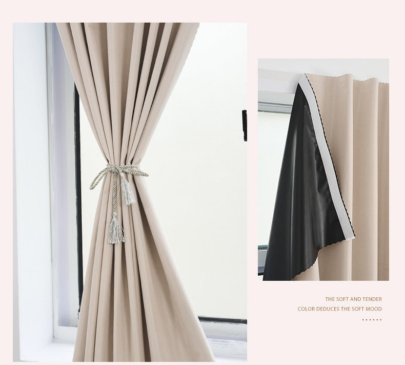 No Drill Full Blackout Curtain with Self‑Adhesive Hook and Loop Tape