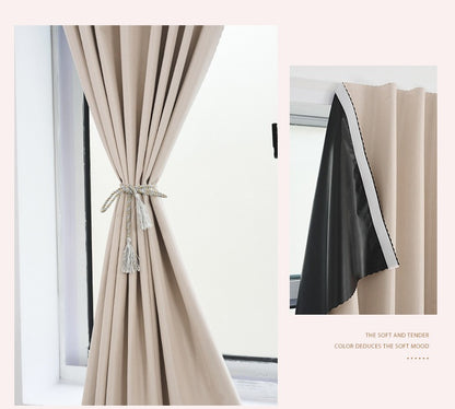 No Drill Full Blackout Curtain with Self‑Adhesive Hook and Loop Tape