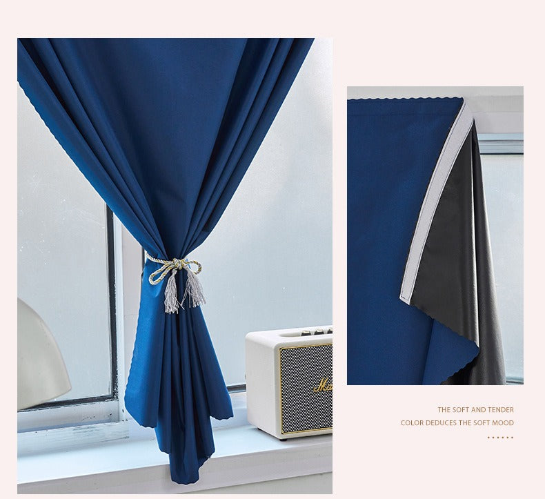 No Drill Full Blackout Curtain with Self‑Adhesive Hook and Loop Tape