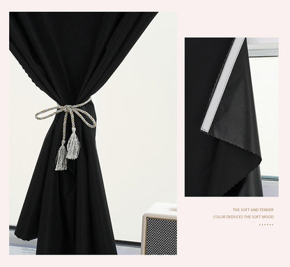 No Drill Full Blackout Curtain with Self‑Adhesive Hook and Loop Tape